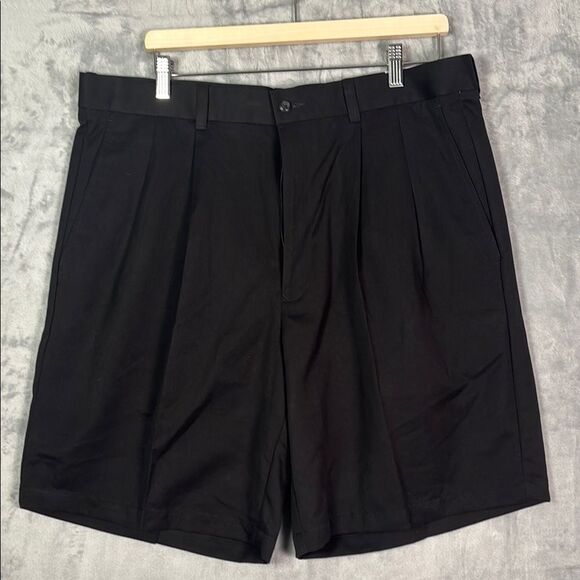NWT New Perry Ellis Portfolio Soft Black Pleated Shorts w/Pockets Size 38 - Picture 1 of 9